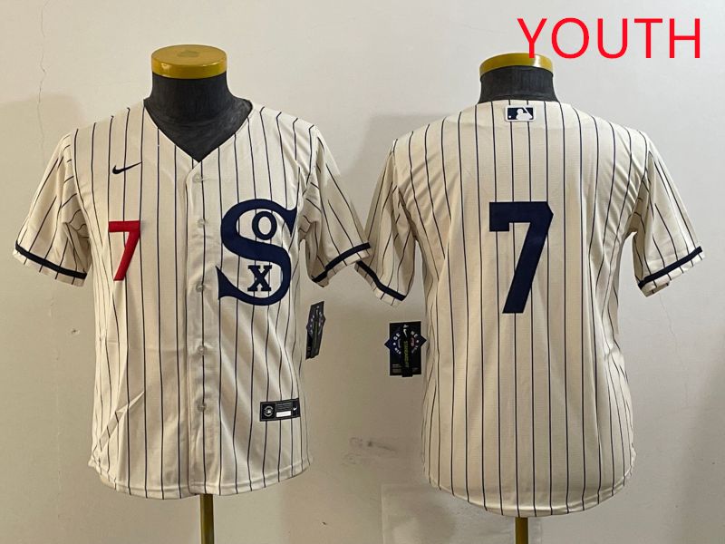 Youth Chicago White Sox #7 No Name Cream Stripe Dream Edition Game 2025 Nike MLB Jersey style 1